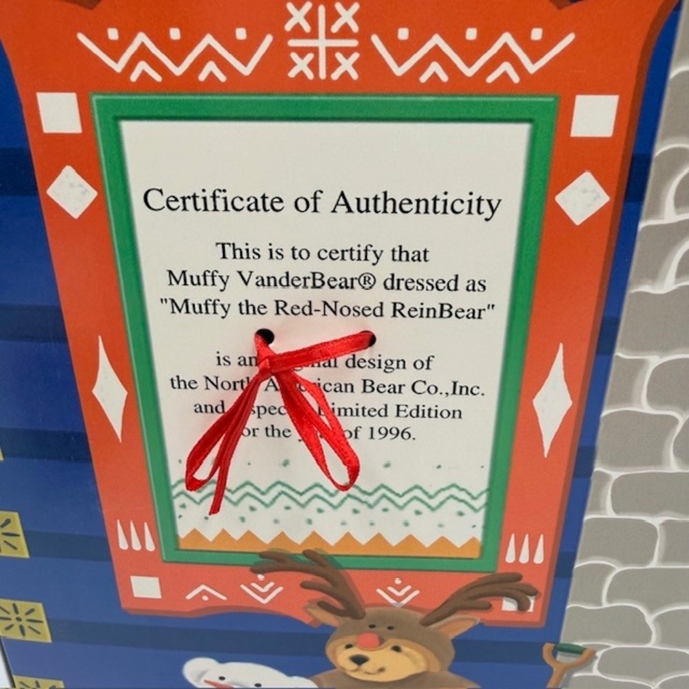 Muffy VanderBear 1996 Limited Edition Muffy the Red-Nosed ReinBear NIB - Picture 7 of 8